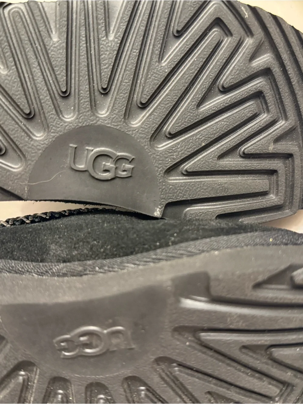 UGG Kids Black Suede Slip-On Slippers with Braided Trim